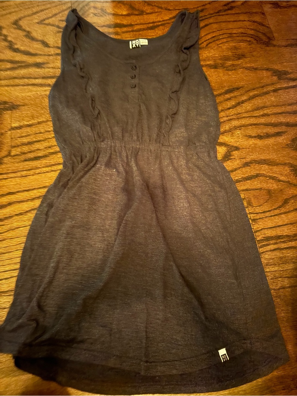 Roxy Black Sleeveless Casual Dress with Ruffle Trim